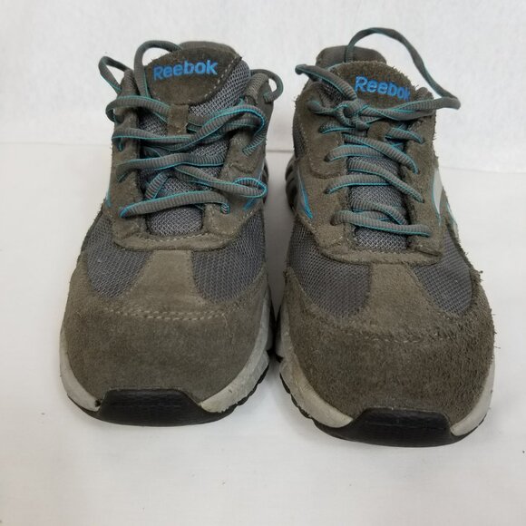 REEBOK Steel Toe Slip and Oil Resisting Leather/Mesh Lace Up Sneaker Gray 7.5W - Picture 3 of 9
